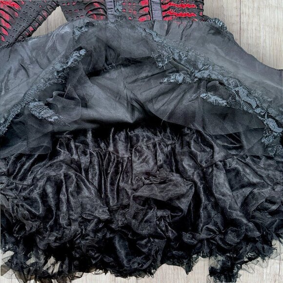 PRINCESS PARADISE Goth Black Red Lace Halloween Whimsy Skull Day ofthe Dead Mask - Picture 4 of 10